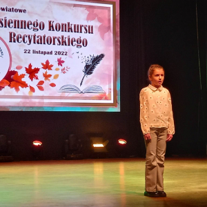 Lena Dudzic- eliminacje powiatowe 26. Jesiennego Konkursu Recytatorskiego_