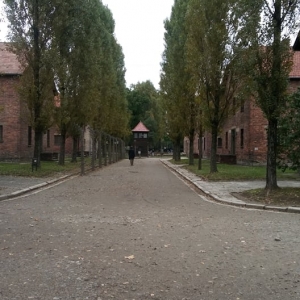 Ósmoklasiści w byłym obozie koncentracyjnym Auschwitz-Birkenau