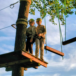 Uczniowie podczas przejścia w parku linowym w Krasnobrodzie (2)