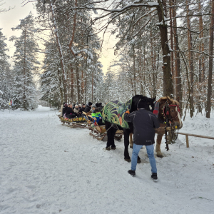 Kulig siódmoklasistów pełen radości i uśmiechu.